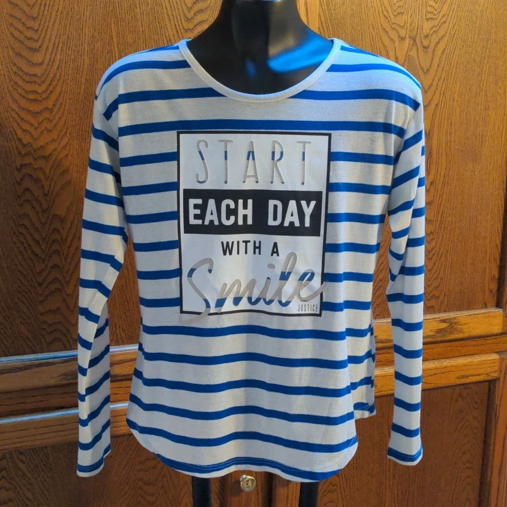 JUSTICE Start Each Day with a Smile Long Sleeve T-Shirt-12